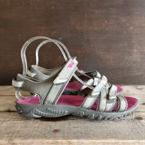 Teva Tirra Adventure Sandals Silver Gray Pink Outdoor Shoes Youth 5 Women's 6